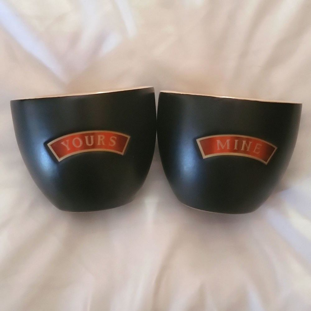 LOVERS drinking CUPS special MINE & YOURS matching Bailey's Liqueur Cups